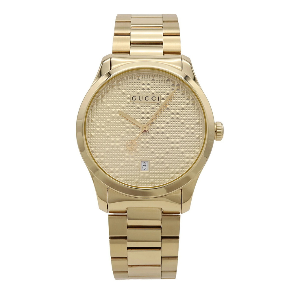 GUCCI G-Timeless Collection Date Stainless Steel Gold Dial Men's Quartz Watch...